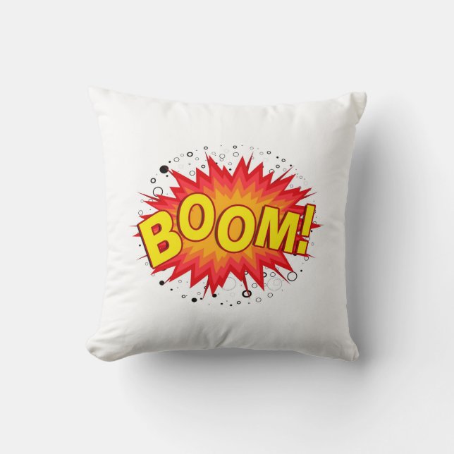 Boom! Throw Pillow (Front)