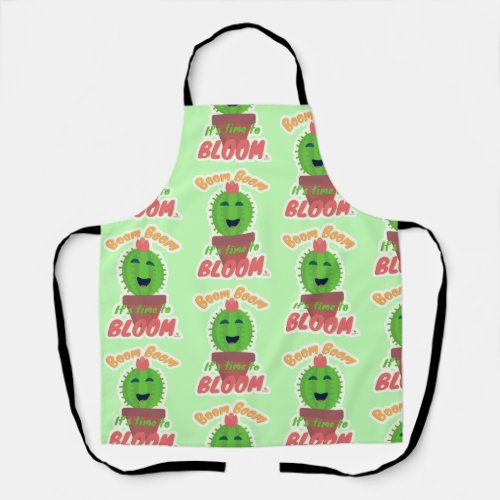 Boom Time To Bloom Cute Cactus Cartoon Pattern Apron