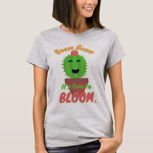 Boom Time To Bloom Cute Cactus Cartoon T_Shirt