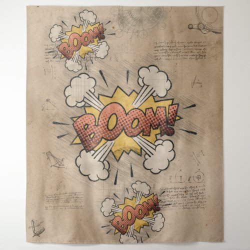 BOOM Vintage Comic Book Steampunk Pop Art Tapestry