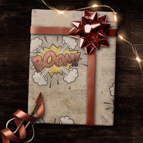 BOOM Vintage Comic Book Steampunk Pop Art Wrapping Paper
