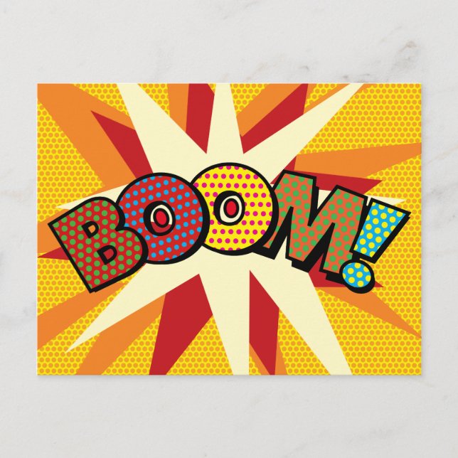 BOOM Your Message Speech Bubble Fun Retro Announcement Postcard (Front)