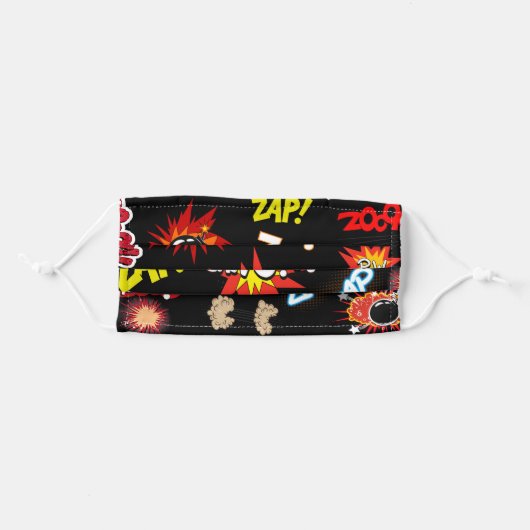Boom Zap Bang Comic Themed Adult Cloth Face Mask (Front, Folded)