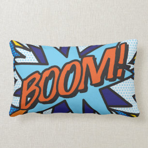 BOOM ZOOM Fun Retro Comic Book Pop Art Lumbar Pillow