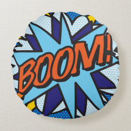 BOOM ZOOM Funny Cool Modern Comic Book Stylish Round Pillow