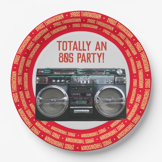 Boombox 1980s Eighties Party Paper Plates (Front)