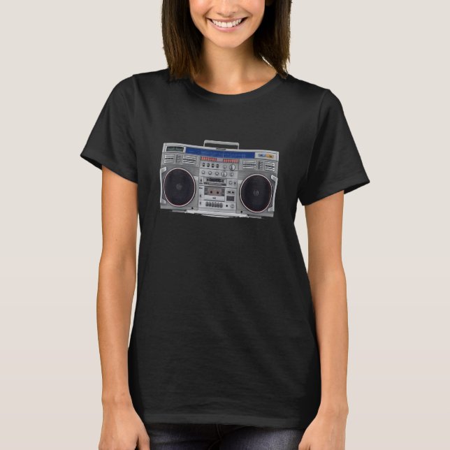 Boombox 80s 90s Retro Music Hip Hop Rap With Bass T-Shirt (Front)