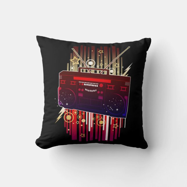 Boombox Blast Throw Pillow (Front)