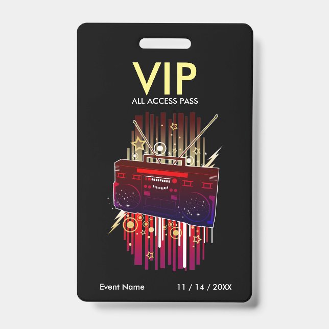 Boombox Blast VIP Access Pass Badge (Front)