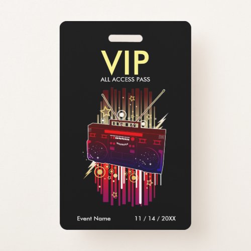 Boombox Blast VIP Access Pass Badge