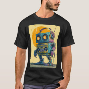 Boombox Bot Wanderer — Grunge Retro Mech T-Shirt