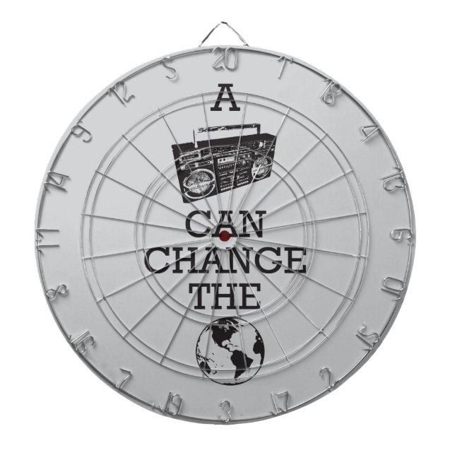 Boombox Can Change the World Dartboard With Darts (Front)