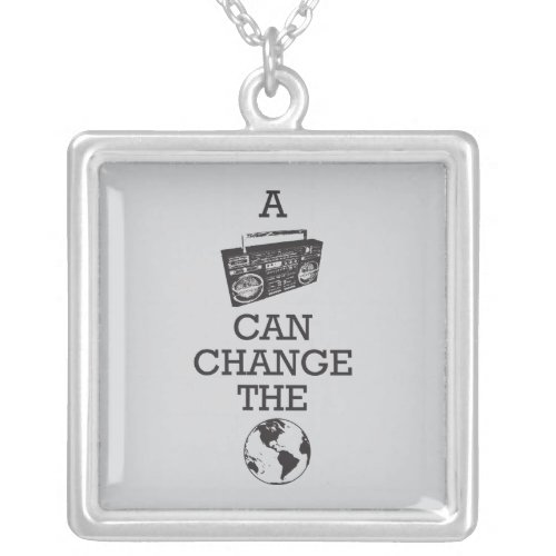 Boombox Can Change the World Silver Plated Necklace