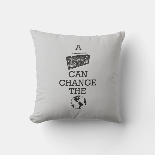 Boombox Can Change the World Throw Pillow (Front)