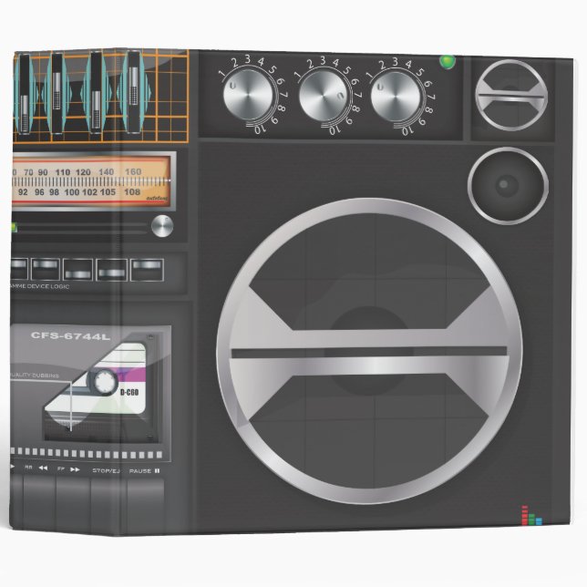 Boombox Ghetto Blaster 3 Ring Binder (Front/Spine)