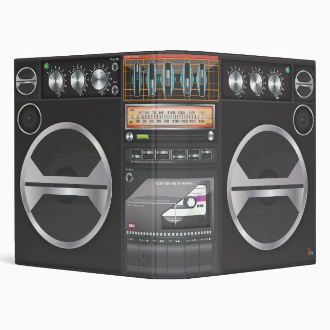 Boombox Ghetto Blaster 3 Ring Binder (Background)