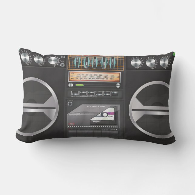 Boombox Ghetto Blaster Lumbar Pillow (Front)