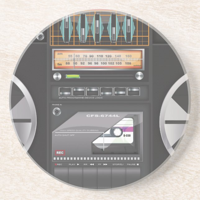 Boombox Ghetto Blaster Sandstone Coaster (Front)