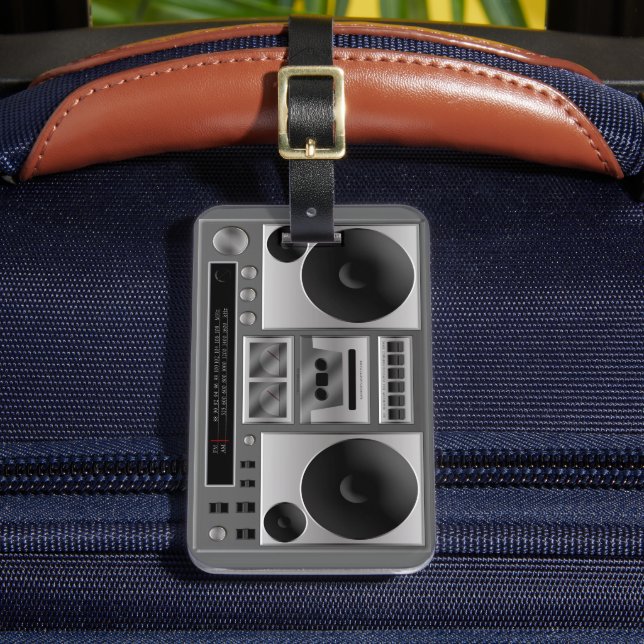 Boombox Radio Graphic Luggage Tag (Front Insitu 2)