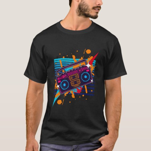Boombox Radio Old School Hip Hop Rap Cassette T_Shirt