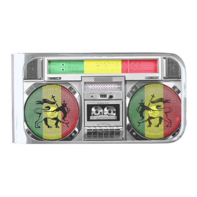 boombox reggae silver finish money clip (Front)