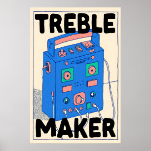 Boombox Retro Poster Treble Maker Music Wall Art