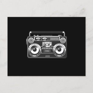 Boombox vintage 80s retro music hip hop rap black postcard