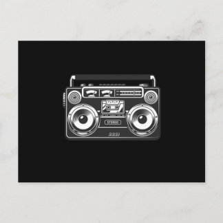 Boombox vintage 80s retro music hip hop rap black postcard