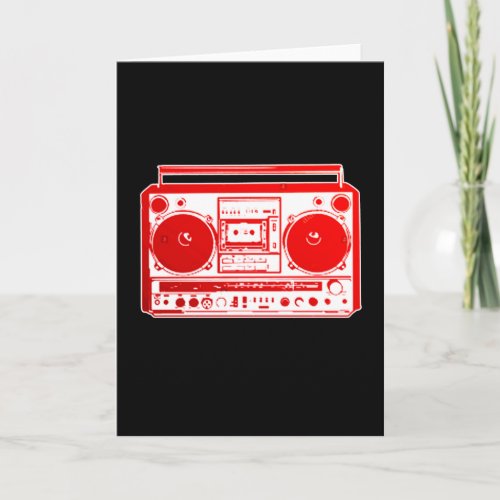 Boombox vintage retro music hip hop rap guetto red card