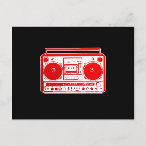 Boombox vintage retro music hip hop rap guetto red postcard