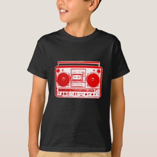 Boombox vintage retro music hip hop rap guetto red T_Shirt