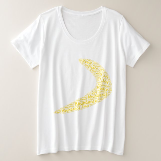 Boomerang abundance, peace, joy plus size T-Shirt (Design Front)