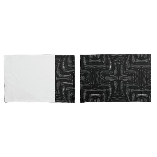 Boomerang Black and White Tribal Pillow Case (Front-Set)