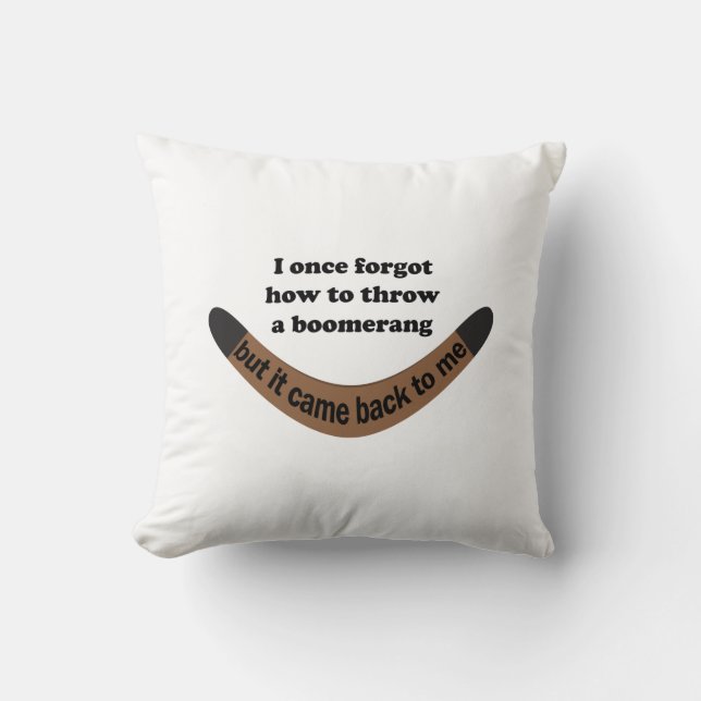 Boomerang Joke Throw Pillow (Front)