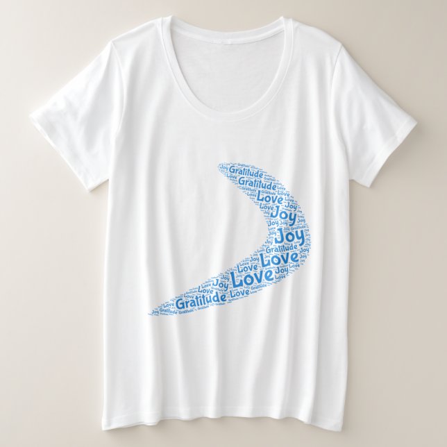 Boomerang Love, Gratitude, Joy Plus Size T-Shirt (Design Front)