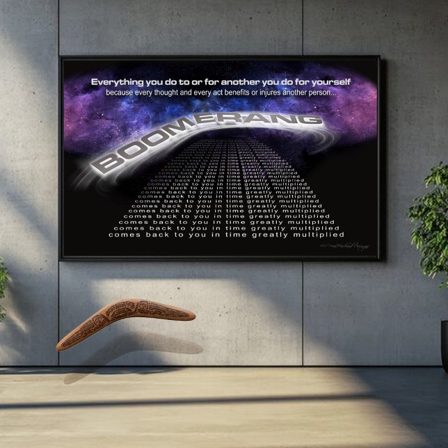 Boomerang Poster – Karma & Energy Reflection Wall  (Every Action Returns – A Cosmic Reminder in Stunning Design)