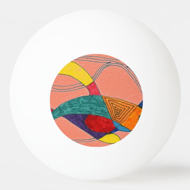 "Boomerangs on Pink" Abstract Ping Pong Ball (Front)