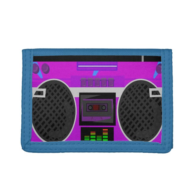 Boomin Purple Eighties Boombox Tri-fold Wallet (Front)