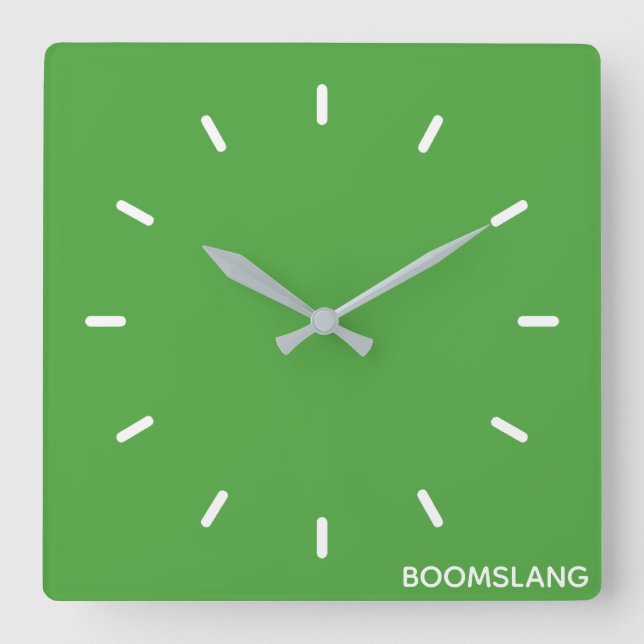 Boomslang green color name square wall clock (Front)