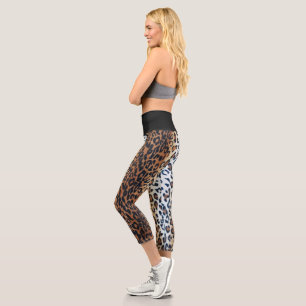Boomy Cute Stylish Black Leopard Animal Print Capri Leggings