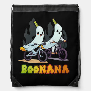 Boonana Cute Ghost Banana Cycling Fruit Halloween Drawstring Bag