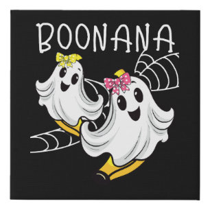 Boonana Cute Ghost Banana Halloween Faux Canvas Print