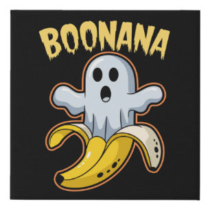 Boonana Cute Ghost Banana Halloween Faux Canvas Print