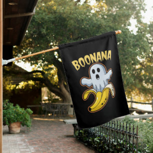 Boonana Cute Ghost Banana Halloween House Flag