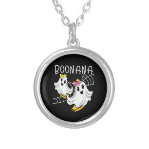 Boonana Cute Ghost Banana Halloween Silver Plated Necklace