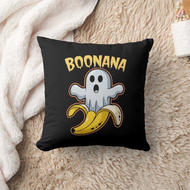 Boonana Cute Ghost Banana Halloween Throw Pillow (Blanket)