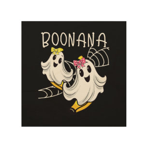 Boonana Cute Ghost Banana Halloween Wood Wall Art