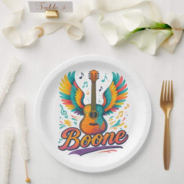 Boone Guitar Paper Plates (Wedding)