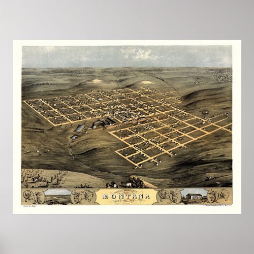 Boone Montana IA Panoramic Map _ 1868 Poster