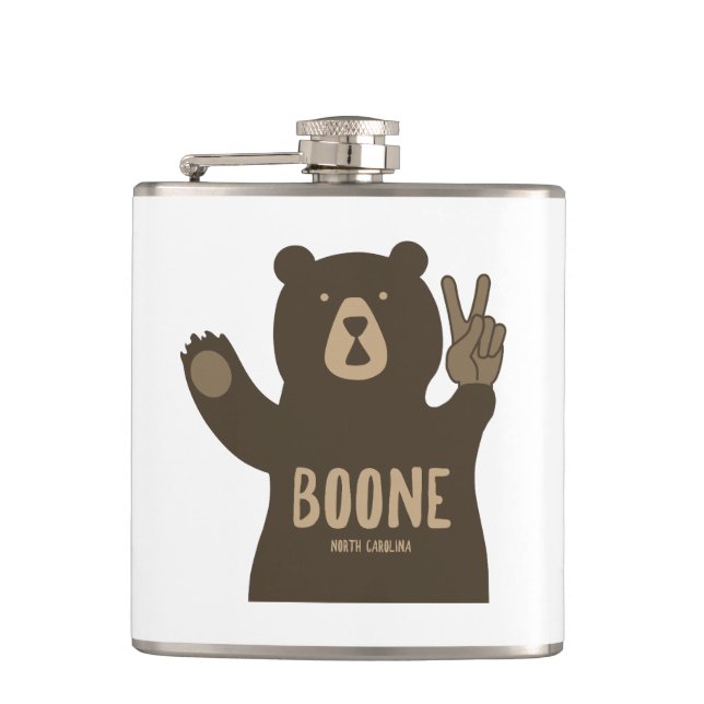 Boone North Carolina Peace Bear Flask (Front)